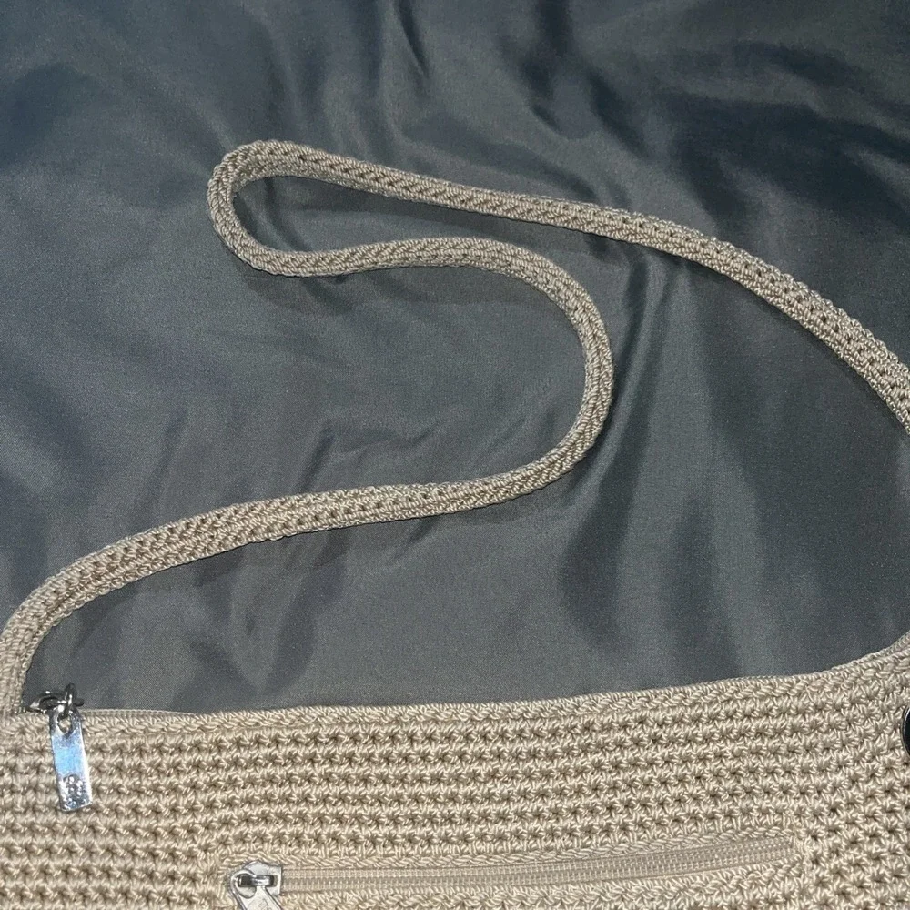 The Sak Tan‎ Shoulder Bag Boho Woven Crochet Zipper Closure Woven Strap
